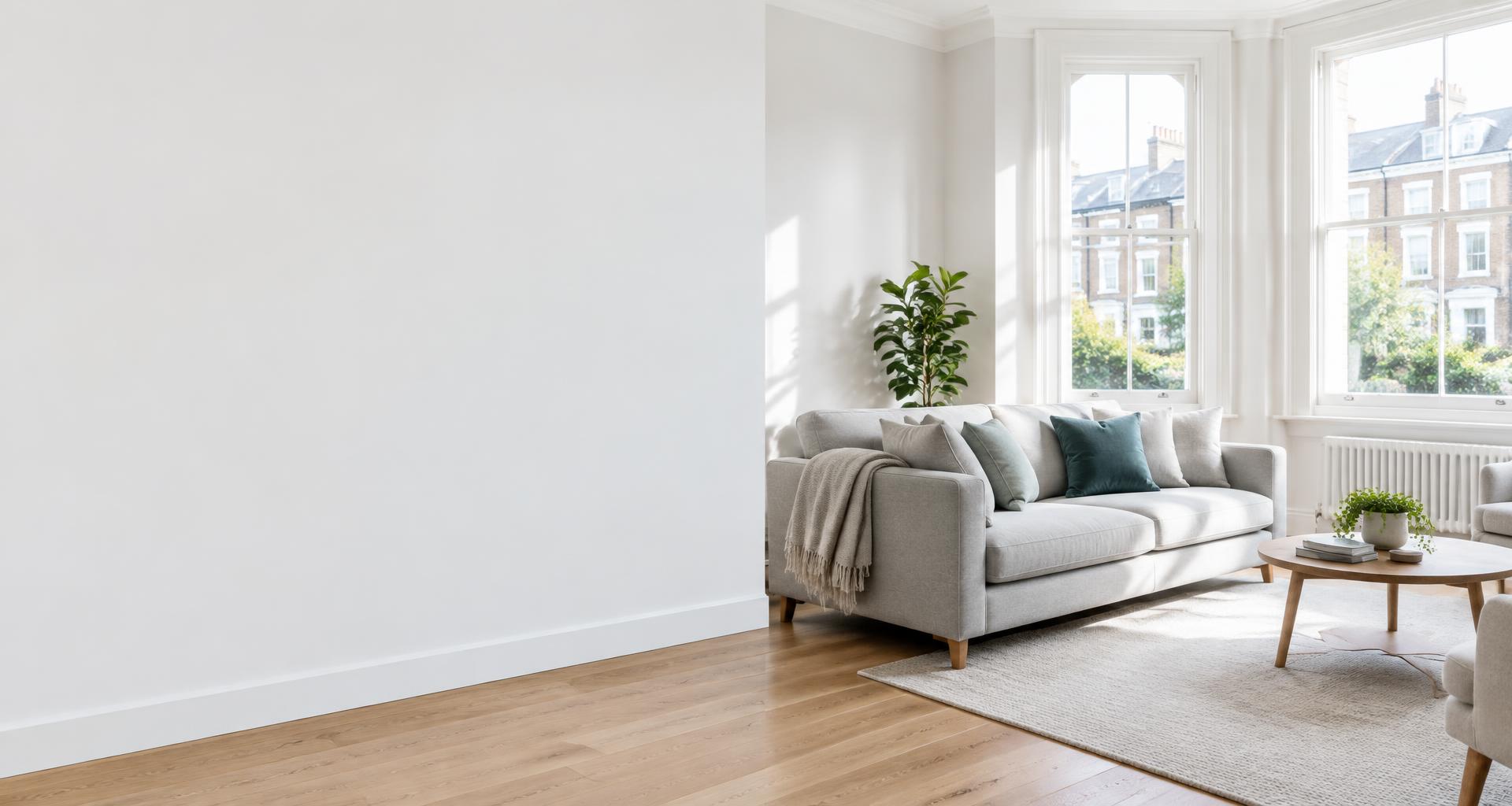 A light-filled London home with sash windows and a thoughtfully presented living room